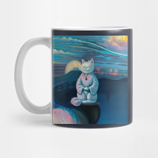 Ukiyo-E Oil Painting White Neko Cat Mug